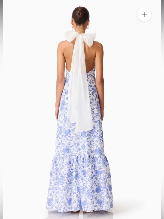 elliatt elin blue & white floral halter neck open back maxi gown dress large NEW - Picture 5 of 12